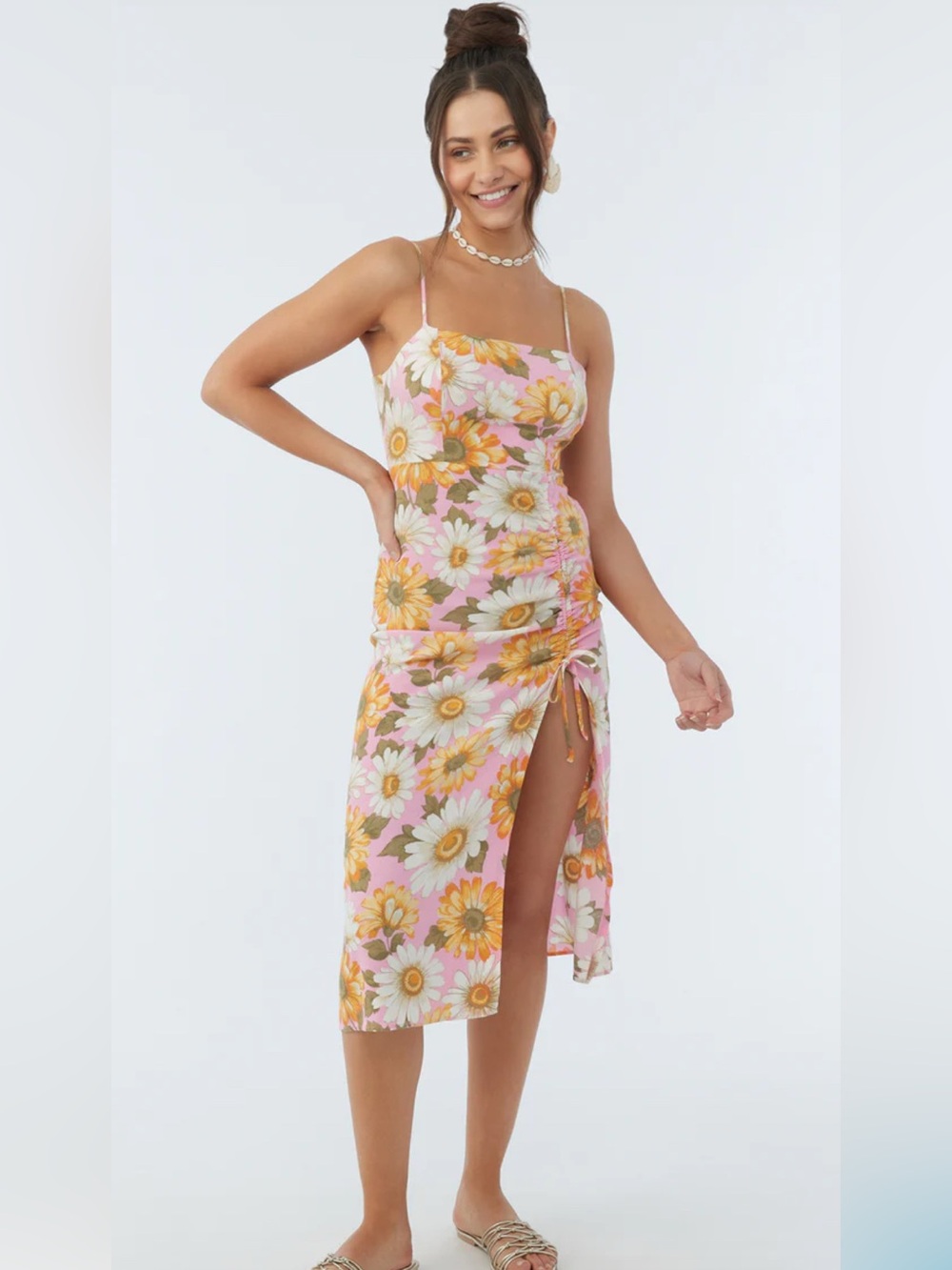 O’Neill Tavia Floral Ruched Midi Dress S